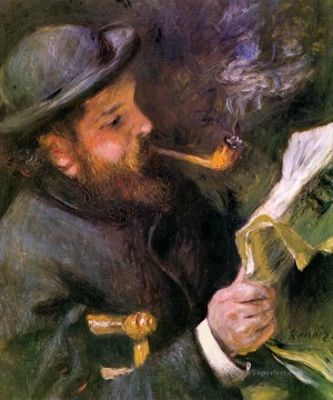 Claude Monet Reading A Newspaper master Pierre Auguste Renoir Oil Paintings